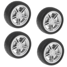 4 Pieces 5-Spoke Wheel Rims Rubber Tyres for RC Drift Car DIY Replacem
