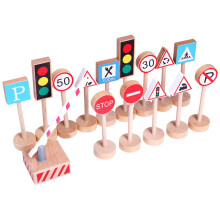15Pcs Wood Road Sign Stop Light Montessori Educational Preschool Toys