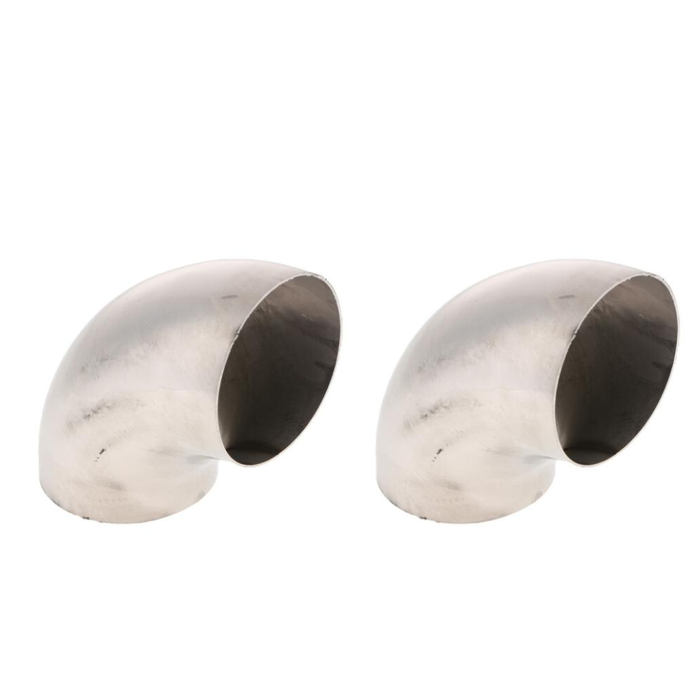 2 Pcs Car/Auto 201 Stainless Steel 90Degree Bend Elbow Exhaust Pipe 3 Silver 791148581505