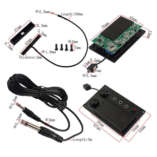Electronic Violin Silent EQ Pickup Piezo with Cable 1