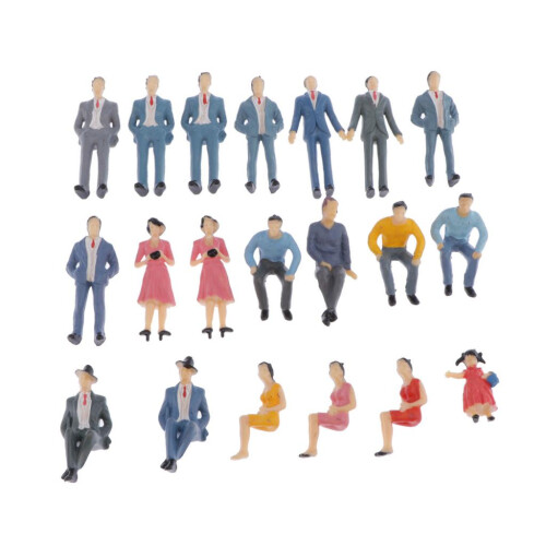 20pcs  1:30 Painted Model Passengers People Figures Train Diorama 1