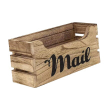 Wood Mail Holder Storage Box 26x10x12cm Handmade Decorative Tabletop M