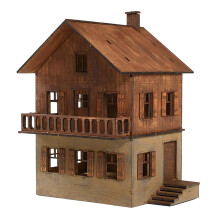 DIY Wooden House Assemble Unpainted 1/72 Building Model House Diorama