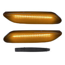 Lente fumê escura moderna, luz de sinalização lateral em LED âmbar dinâmica, instalação plug-and-play, controlador CAN-bus integrado, design