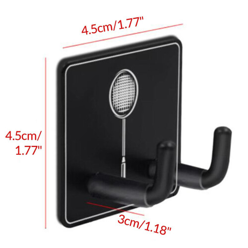 2 Pieces Badminton Racket Hook Metal Wall Mounted Racket Rack Hanging 1