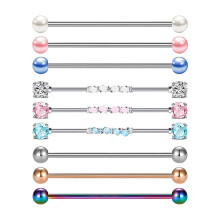 9 Pieces Industrial Barbell Earrings Stylish Fashion Industrial Pierci