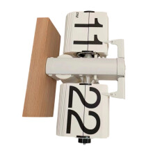 Noiseless Automatic Wooden Flip Clock Stainless Steel-All white