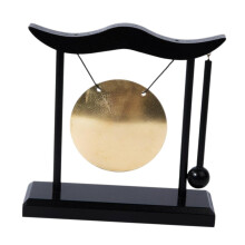 Desktop Gong Tabletop Black Wooden Stand Art Adornment Collectible Gon