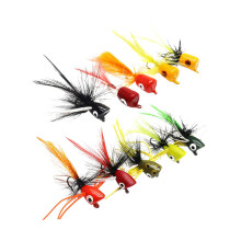 10Pcs Fly Fishing Poppers Streamer Flies Artificial Baits Bass Poppers