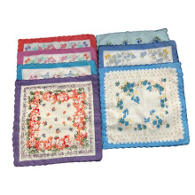 7x Cotton Handkerchief Assorted Color Floral Print Classic Hankies 30c