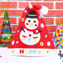 (As show, One size) Felt Christmas Craft Nonwoven Fabric Cute DIY Felt Christmas Sewing Craft Ornament Handmade Toy Hat (Snowman)