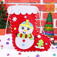 (As show, One size) Felt Christmas Craft Nonwoven Fabric Cute DIY Felt Christmas Sewing Craft Ornament Handmade Toy Stocking (Snowman)