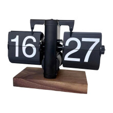 Noiseless Wooden Automatic Flip Clock Large-All black model