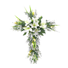 Easter Cross Lily Wreath Hanging Decoration Spring Wreath for Balcony