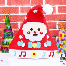 (As show, One size) Felt Christmas Craft Nonwoven Fabric Cute DIY Felt Christmas Sewing Craft Ornament Handmade Toy Hat (Santa Claus)