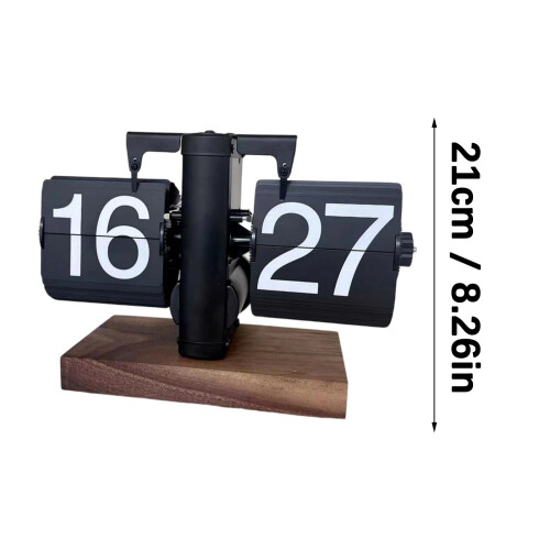Noiseless Wooden Automatic Flip Clock Large-All black model 2