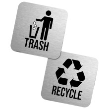 2 Pieces Magnetic Recycle and Trash Sign Kit 14x14cm Garbage Can Logo