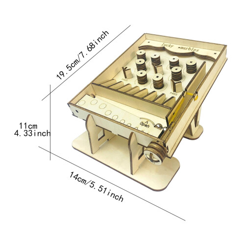 Miniature Pinball Machine Handmade Assembly Interactive DIY 3D Wooden 1