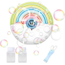 (As show, One size) Electric Bubble Machine Rainbow Automatic Bubble Blower with Light and Music Summer Outdoor Toy Bubble Maker
