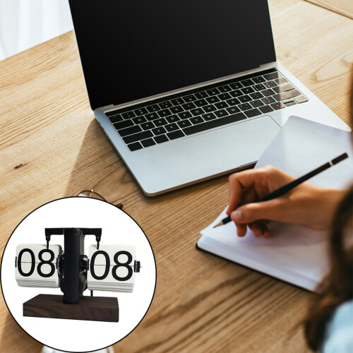 24 Hour Flip Clock Quiet Mechanism Easy Read Numbers For-SSW 1