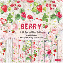 Album Background Cardstock, Scrapbook pad, 6'6' Pink, 48 sheets strawberry design