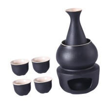 Ceramic Sake Set Cups with Warmer Drinkware Porcelain Pottery for Home