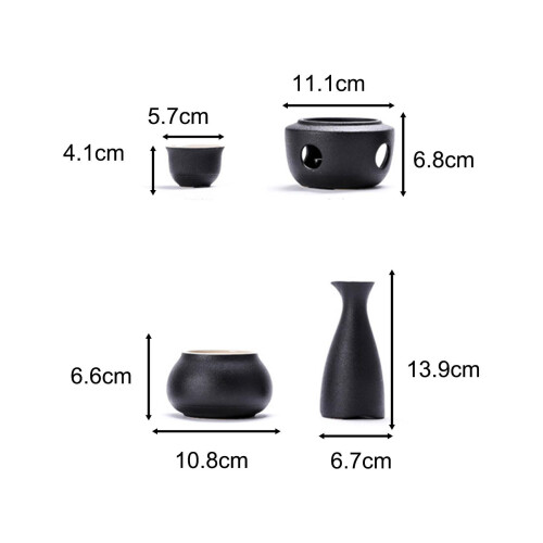 Ceramic Sake Set Cups with Warmer Drinkware Porcelain Pottery for Home 1