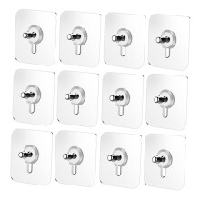 Pack of 12 No Trace Screw Patch Plank Adjustable Hooks for Hanging Holder Cable Adhesive Hooks Screws Door Heavy Screw Hooks Sticky Hooks P PVC