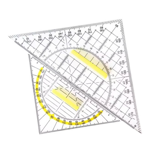 2 Pieces Set Square Protractor Drawing with Handle for Office School T