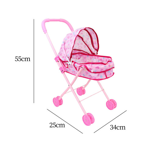Foldable Baby Doll Stroller Pretend Play Girls Gift Simulation Pushcha 1