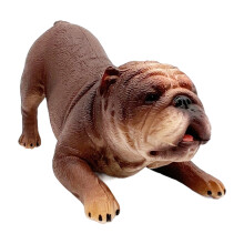 Estatua de bulldog de plástico realista y detallada, figuras de bulldog realistas para decoración de escritorio, estatua coleccionable, decoración