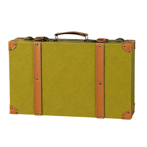 Accessoire de boîte en cuir de styles antiques-L Vert olive