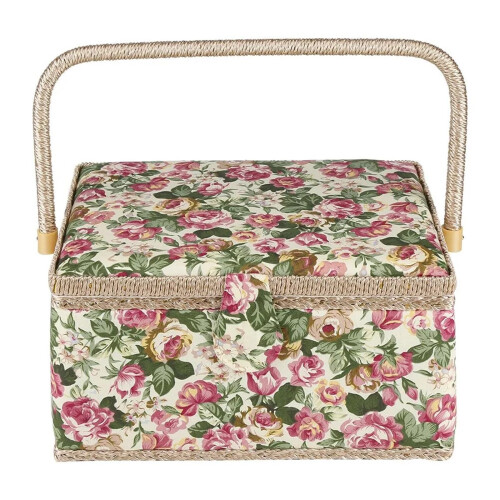 sewing box, craft box, storage box, fabric, floral pattern, sewing basket Ref: 6930