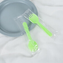 100pcs Disposable Sporks, Disposable Utensils Silverware Set Individually Wrapped Fork Spoon for Party Wedding Birthday GatheringGreen