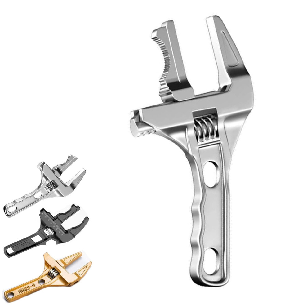 Reversible Sink Wrench, Adjustable Wide Opening, Aluminium Alloy, 668 Mm Jaw (Silver) 9365049504300