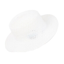 Chapeau de paille tissé, chapeau de soleil de plage-Blanc