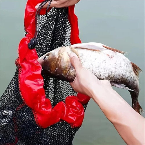 Foldable Fish Cage Outdoor Drawstring Live Fish Net Bag Black 400.8m 2