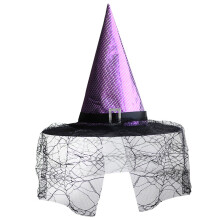 Chapeau de sorcière d'Halloween,-Gaze violette à paillettes