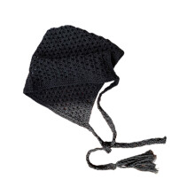 Chapeau tricoté à la main, chapeau de mode unisexe ajouré,-Noir