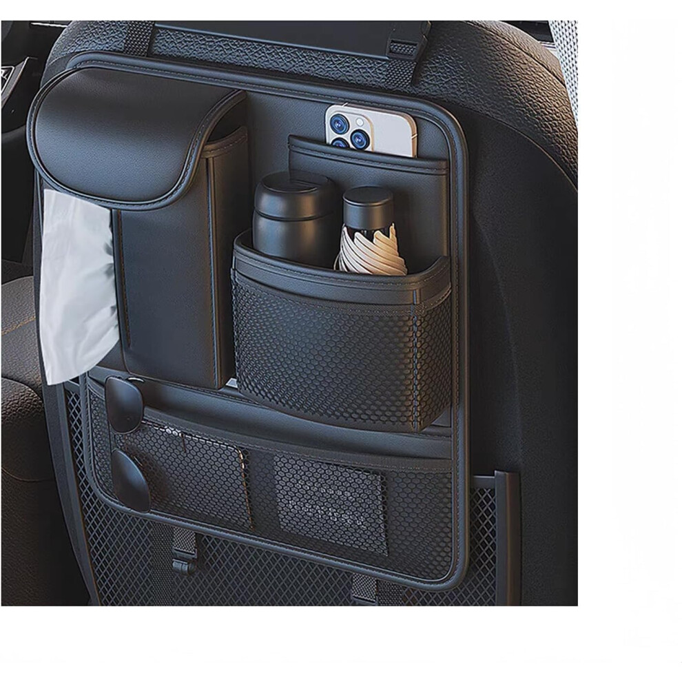 Multifunctional Car Seat Back Storage Box Â Premium Leather Backseat Organizer With Cup Holder 9412369519306
