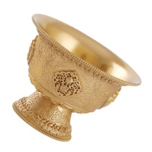 Worship Brass Cup with Delicate Pattern Buddhist Offering Cup