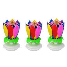3er-Pack musikalische Geburtstagskerze, mehrfarbige musikalische Kerze, Lotus-Rotation, bunte Musik-Geburtstagskerze