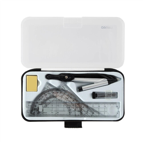Maths Compass Geometry Set with Rulers, Protractor, Pencil, Box