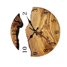 Elegant Quiet Wall Clock with Wood Grains and Transparent-1