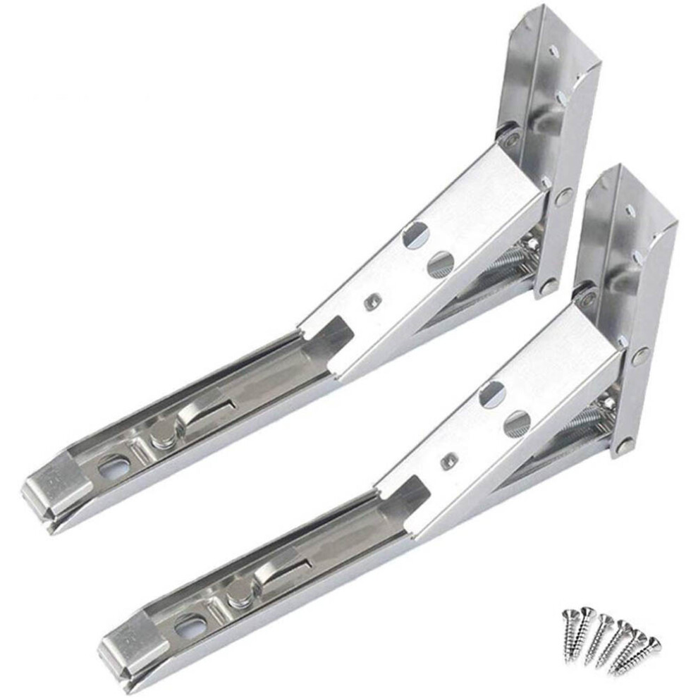 Multipurpose Folding Shelf Brackets, Heavy Duty Stainless Steel For Space-Saving Mounts (2 Pcs) 9437117678746
