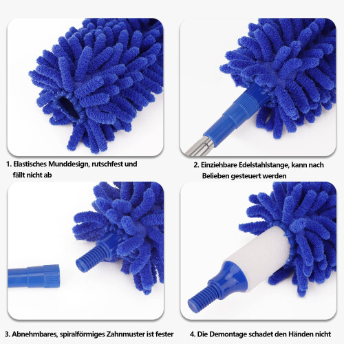Handheld Microfiber Duster, Telescopic Extension Pole for High Ceiling Accessibility, Multi-Surface Cleaning Tool with Static Attraction, Reusable Dus 2