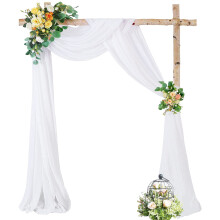 White Arch Drapes, Reusable Fabric Wedding Backdrop Decor for Indoor Outdoor Weddings, Bridal Baby Showers, Photography Backdrop, 1 Panel, 28" X 19Ft,