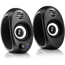 Altoparlanti compatti per computer, qualità audio stereo Hi-Fi per desktop e laptop con manopola di controllo facile da usare.