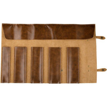 Leather Rolling Knife Storage Bag, 5 Compartments, for Outdoor