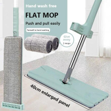 Microfiber Floor Mop Cleaning System, Wet Dry and Dust Floor Mop with 360 Degree Swivel Mop Head, Hands-Free Cleaning Flat Squeeze Mop with Adjustable